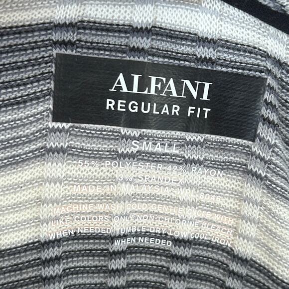 Alfani Sweater Mens Small Gray‎ White Ribbed Striped V Neck Preppy Heritage - Picture 10 of 10